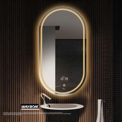 Irregular Wall Mounted Hotel Bath LED Lighted Bathroom Mirror with Defogger