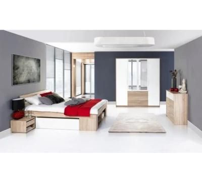 Nova Modern Simple Bedroom Furniture White Oak Bed with Storage Drawer