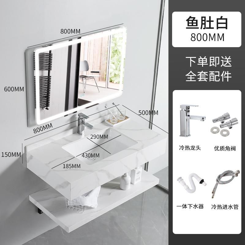 Sintered Stone Bathroom Cabinet White Grey Black Bathroom Water Proof Vanity with LED Mirrored Cabinets