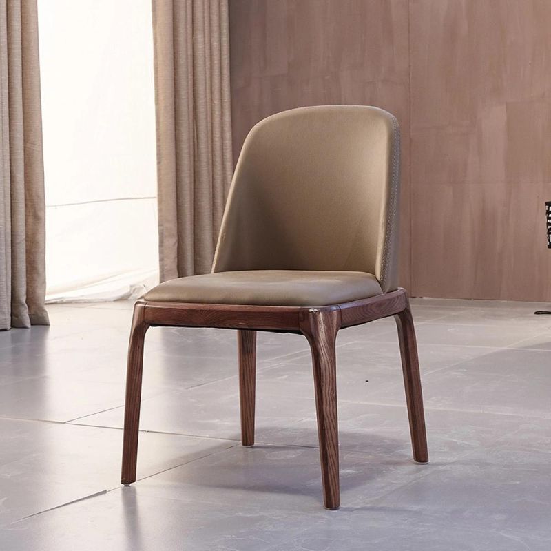 Leather / Fabric Dining Chair in Ash Solid Wood Nordic Style
