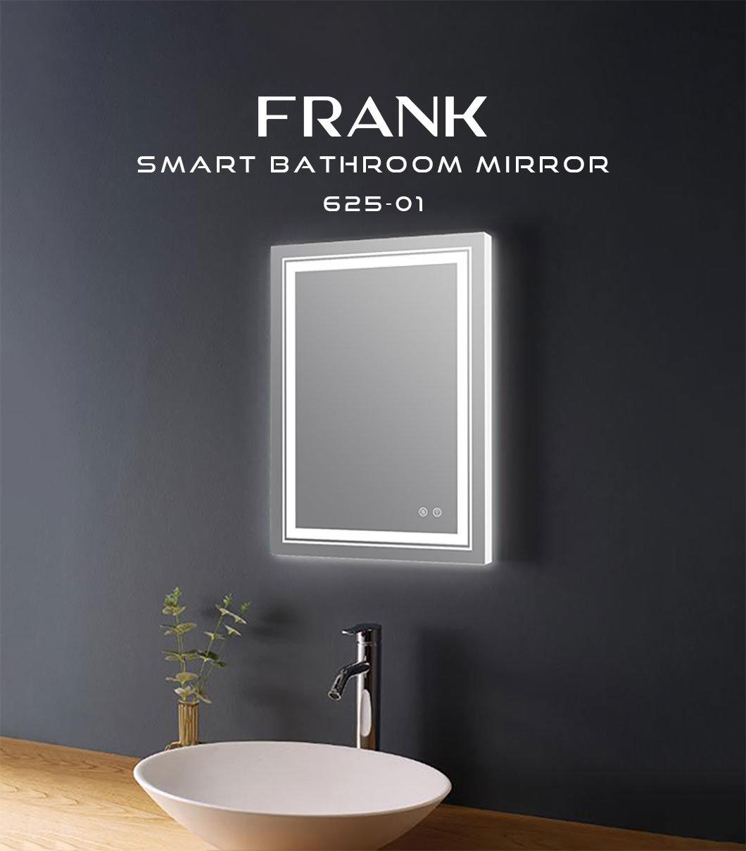 Rectangular Bathroom Mirror Glass Custom LED Light