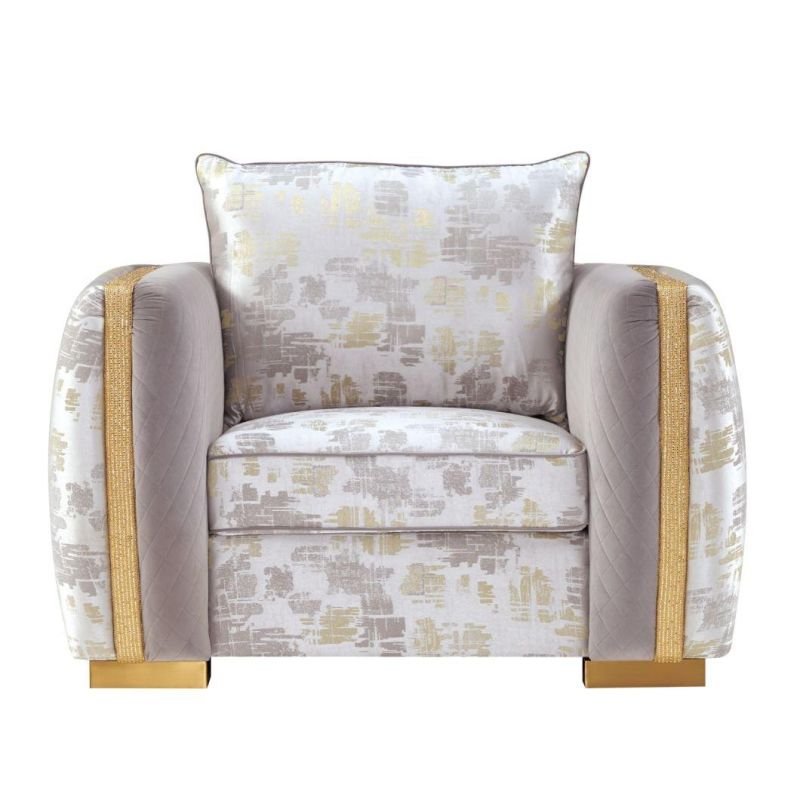 Hotel Bobby Luxury Design Velvet with Fabric Combination 3 2 1 Sofa Set for Living Room
