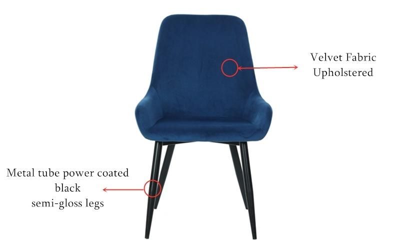 Nordic Style Furniture Upholstered Metal Legs Dining Restaurant Cafe Velvet Dining Chair