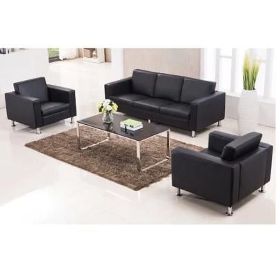 Sz-Sf823 Modern Office Black Leather High Density Sponge Sofa Set