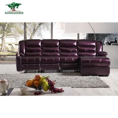 Modern Design Pearl Purple Leather Recliner Sofa Cum Bed for Living Room