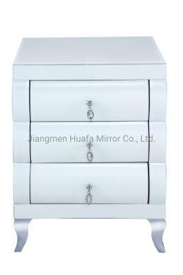 3 Door White Mirrored Cabinet Mirrored Furniture for Bedroom