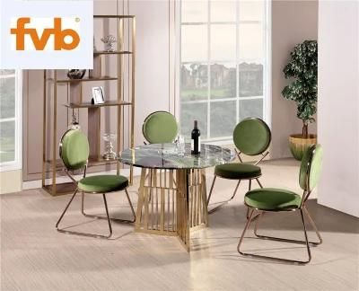 Round Marble Dining Table Furniture Set with High Dining Chair