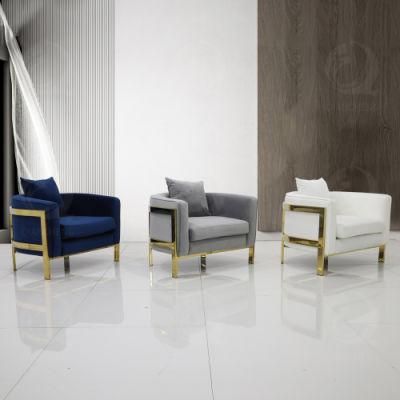 Living Room Furniture Soft Modern Design Golden Velvet Armrest Leisure Chair