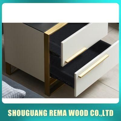 Modern Bedside Table White Lacquer Wooden Metal Industrial Sleep Night Stands for Bedroom Furniture Hotel Guest Room