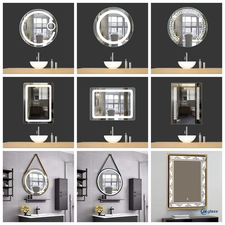 Chineses Manufacturer Hot Sale Bathroom Cabinet with Light Ajustable Glass Shelves Magnifying Mirror