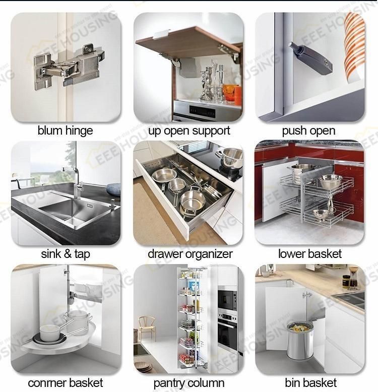 China Factory Directly Modern Push-Open Full White Island Kitchen Cabinet