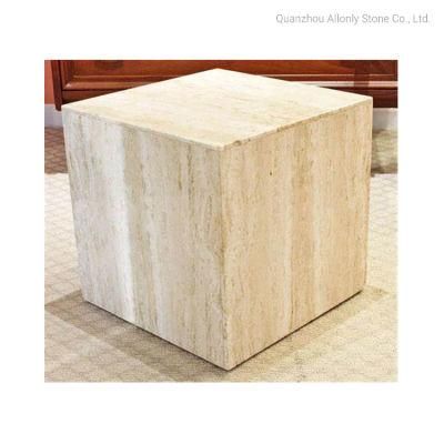 Modern Bedroom Natural Marble Pedestal Display Stone Side Tables