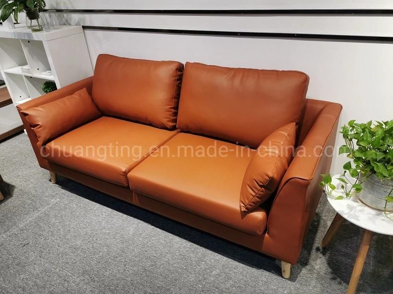 Living Room Modern 3 Seater Italian Leather Sofas