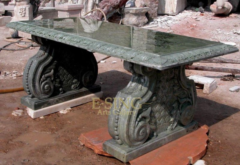 Modern Italian Art Natural Stone Hand Carving Relief Outdoor Marble Bench for Garden Decor