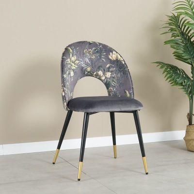 Factory Directly Cheap Design Fabric Floral Cloth Back Modern Dining Chairs