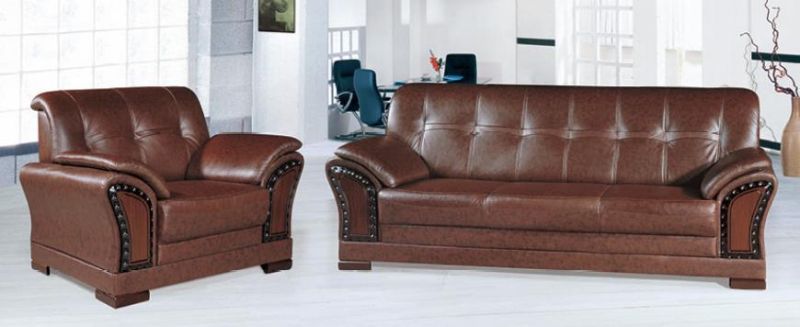 Dubai Modern Executive Office Waiting Living Room Leather Leisure Sofa with Stainless Legs