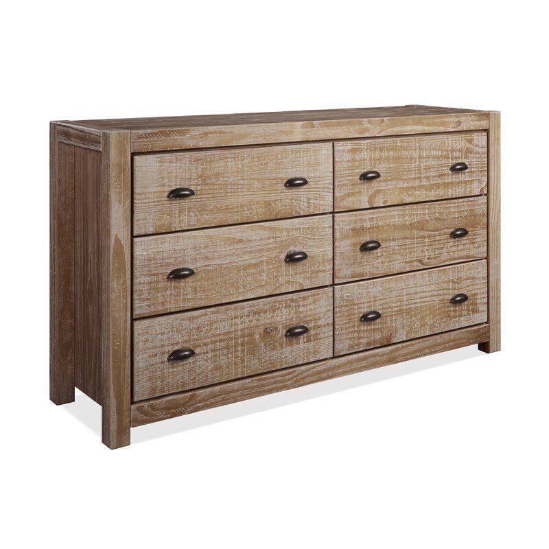 Classic Furniture Coffee Table Wooden Cabinet Rustic Walnut 6 Drawer Double Dresser Sideboard for Bedroom