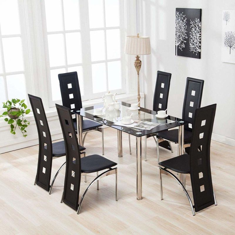 Modern Luxury Rectangle Glass Top Dining Table Dining Room Furniture