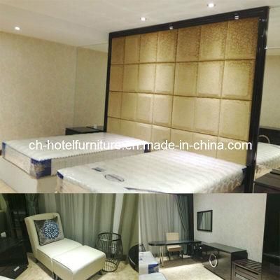 Luxury Chinese Wooden Restaurant Hotel Bedroom Furniture with One Headboard and Two Twin Beds for Gulf Area