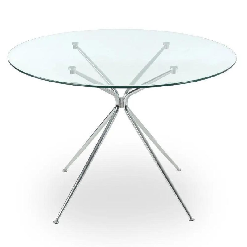 Luxury Modern Temper Glass Top Stainless Steel Base Dining Restaurant Home Hotel Table