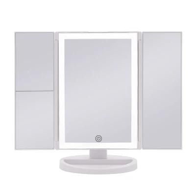 Hot Selling Trifold LED Makeup Mirror Touch Sensor Salon Furniture