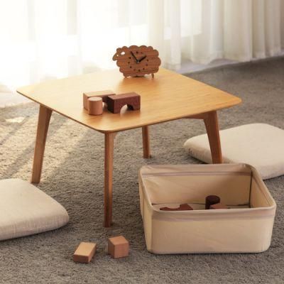 Small Coffee Table Square Tatami Table Storage Basket 2 Sponge Cushions Living Room Furniture
