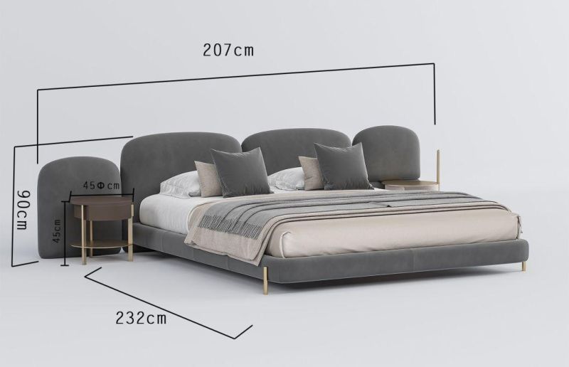 European Luxury Upholstered Fabric Bed Home Bedroom Furniture Set Modern King Size Wood Frame Bed with Storage