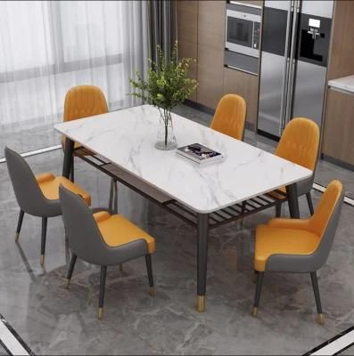 Light Luxury Rock Slab Marble Dining Table and Chair Combination Nordic Minimalist Post-Modern Home Dining Table
