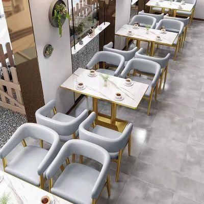 OEM Modern Nordic Restaurant Furniture PU Leather Sofa Booth Metal Dining Table