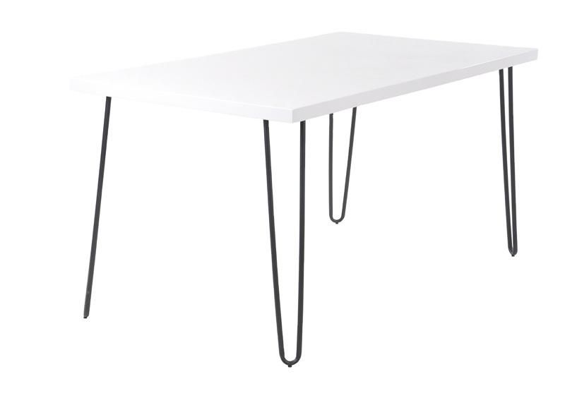 Nordic Style Dining Furniture Metal Tube White Painting Legs Modern MDF Top Square Dining Table