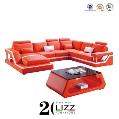 Modern European Home Living Room Furniture Set Genuine Leather U Shape Corner Sofa