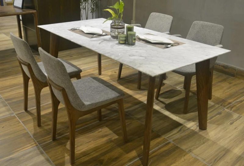 Italian Design Dining Room Furniture Natural Marble Dining Table and Chairs Set