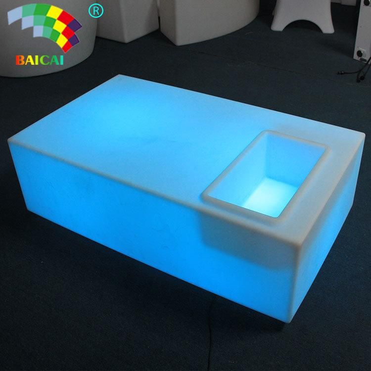 Green Red Blue Yellow White Color Changing Plastic Chaise Lounge LED Coffee Table