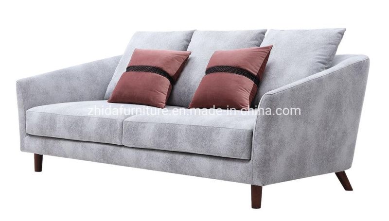 Small Size Living Room Velvet Sofa with Wooden Legs