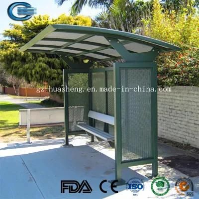 Huasheng Solar Powered Bus Shelter China Bus Shelter Supply Modern Design Tempered Glass Bus Stop Shelter with Light Box