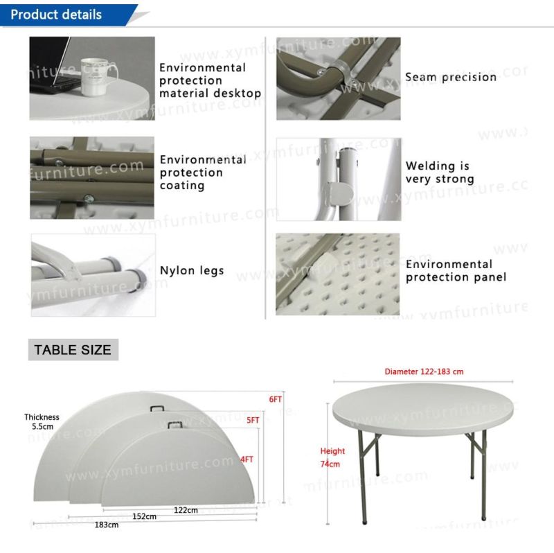 Modern Design Dining Room Roun HDPE Table for Party Used
