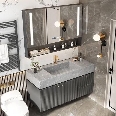 Made in China Modern Style Hot Selling Bathroom Furniture Vanities with Rock Plate Basin