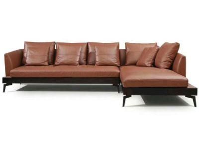 Fashion Wooden Hotel Furniture Leather Sofa Chaise Sofa Set Made in China
