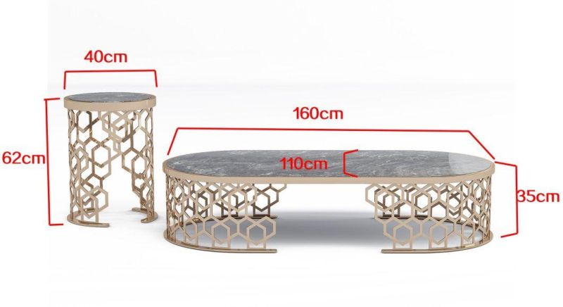 Nordic Contemporary Luxury Home Metal Furniture Modern Popular Sintered Stone Marble Coffee Table