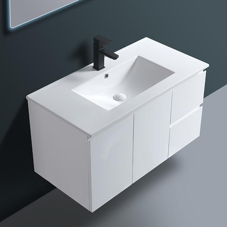 2022 Economic Modern Toilet Furniture Luxury Wall Mounted Cabinet MDF Bathroom Cabinet Vanity Set