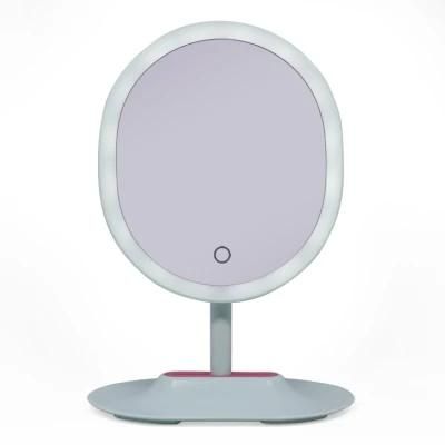 Household Double Sided Face Shape Desktop LED Beauty Makeup Mirror