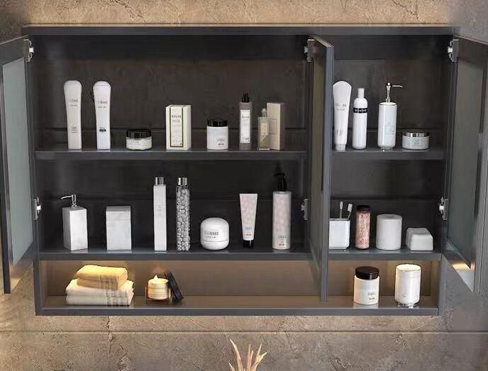 Modern Melamine Bathroom Vanity, Wall Mount Bath Mirror Cabinet