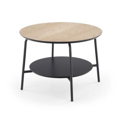 Hot Selling Promotional Elegant Design Metal MDF Round Side Coffee Table for Living Room Furniture Storage Shelf
