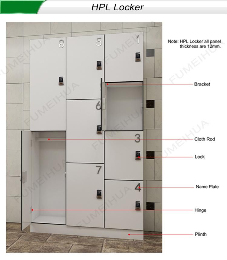 Modern Waterproof Gym Sauna Room Compact HPL Locker