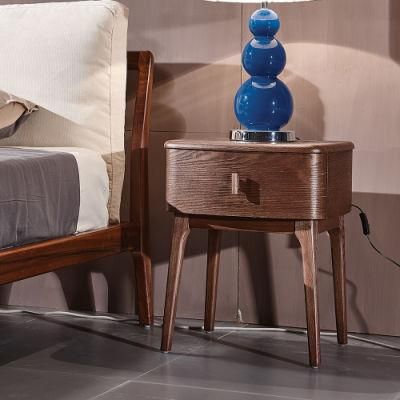 Nordic Bedroom Furniture Modern High Legs Bed Stand Solid Wood Night Table