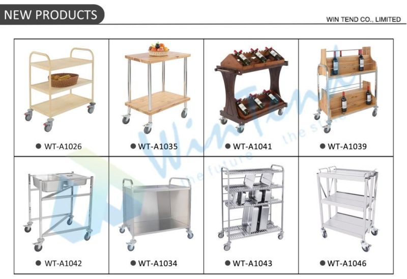 2 Tiers Hotel Kitchen Equipment Water Transfer Printing Service Trolley