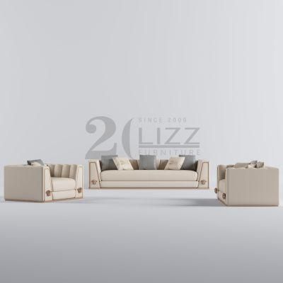 Hot Selling European Style Modern Modular Wood Furniture Italian Geniue Leather Sofa Set with High Quality