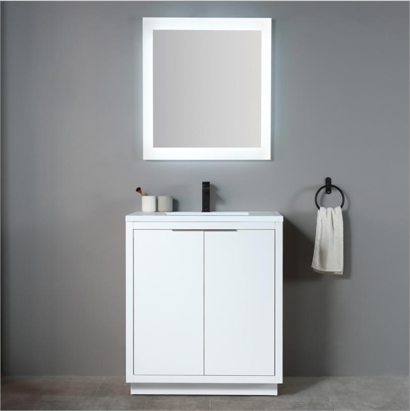 Modern Solid Wood Bathroom Cabinet Simple with Ceramics Contertop