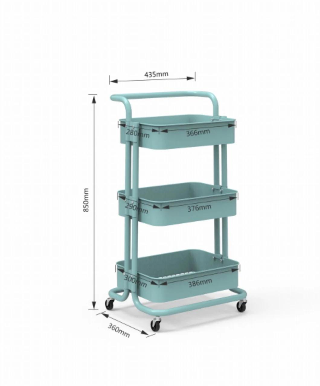 Amazon Hot Selling Kitchen Cart Hotel Foldable Three Layers ABS Storage Trolley Cart with Wheels