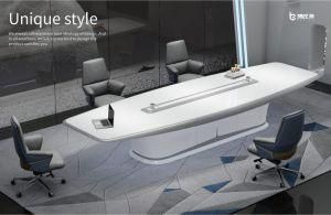 2020 Modern Luxury Meeting Table Glossy MDF White Painting Office Conference Table